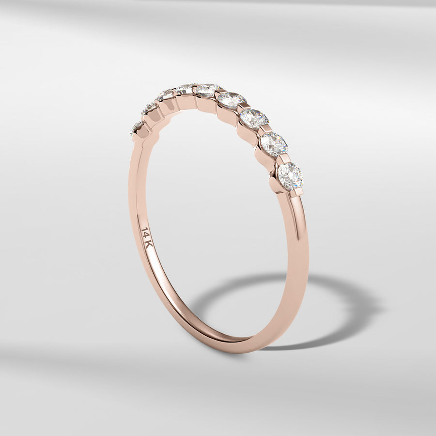 14K Modern Everyday Stackable Ring With Round Brilliant Diamonds