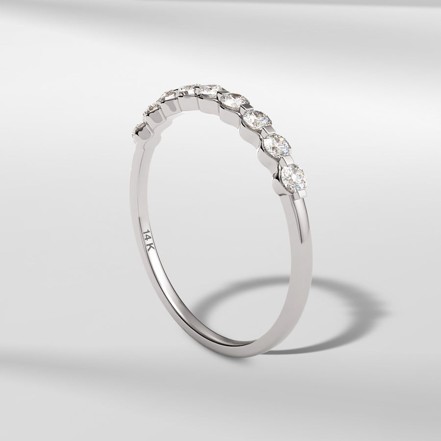 14K Modern Everyday Stackable Ring With Round Brilliant Diamonds