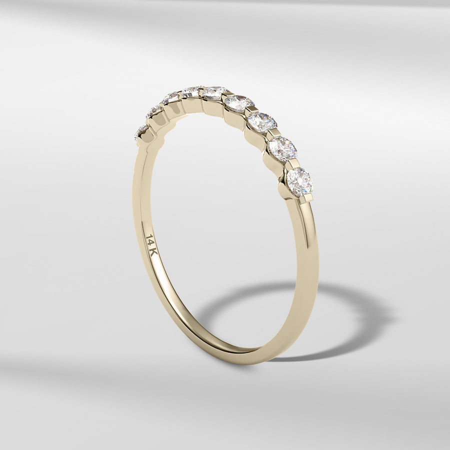 14K Modern Everyday Stackable Ring With Round Brilliant Diamonds