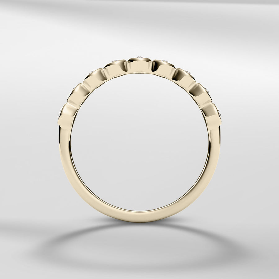14k Solid Stackable Gold Sun Diamond Bezel Setting Ring