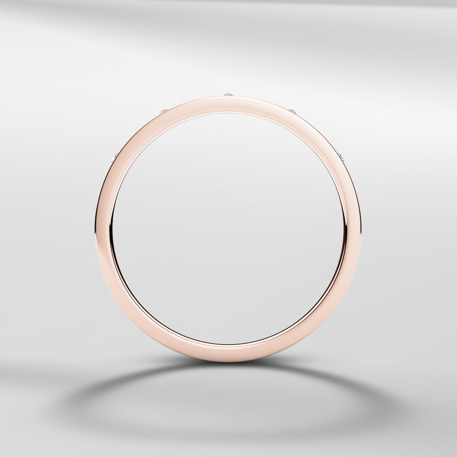 14k Solid Gold Modern Petite Lace Band With Round Diamonds