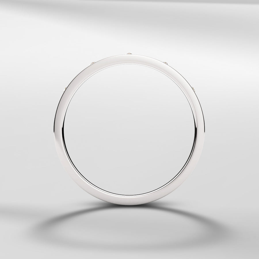 14k Solid Gold Modern Petite Lace Band With Round Diamonds