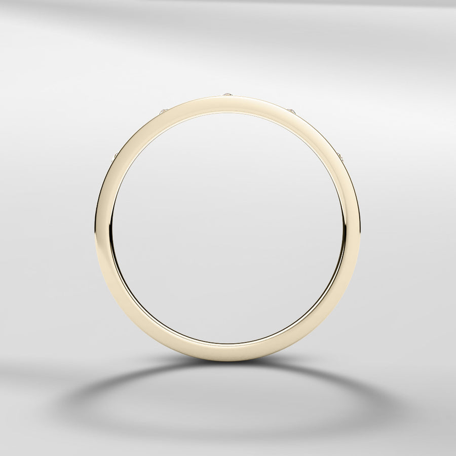 14k Solid Gold Modern Petite Lace Band With Round Diamonds