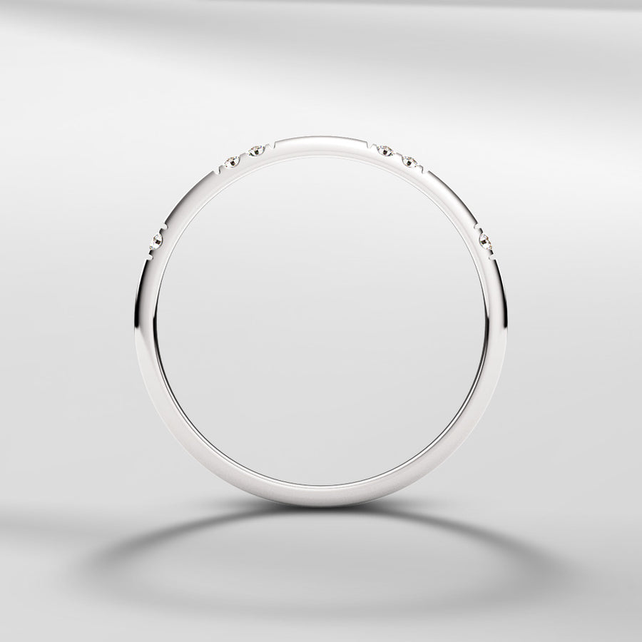 14k Solid Gold Petite Stackable Diamond Band Ring With Round Brilliant Diamonds