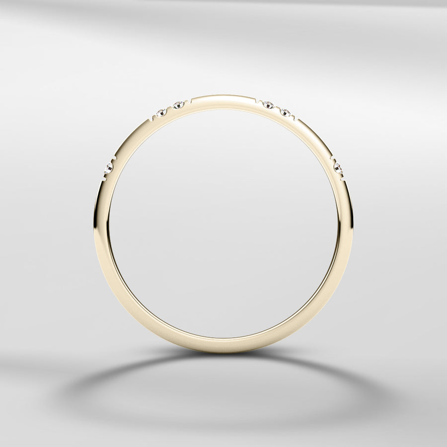 14k Solid Gold Petite Stackable Diamond Band Ring With Round Brilliant Diamonds