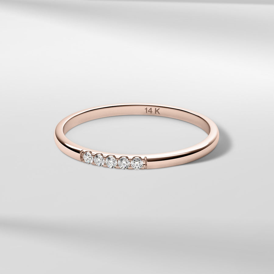 14k Solid Gold Lace Petite Diamond Band Ring