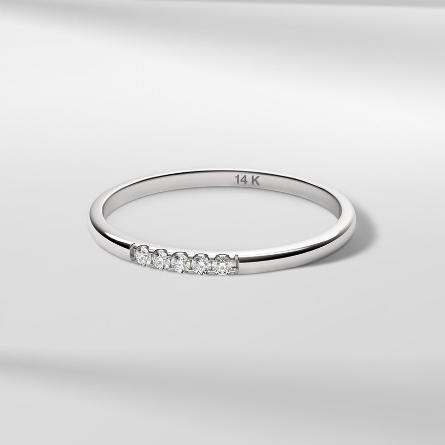 14k Solid Gold Lace Petite Diamond Band Ring