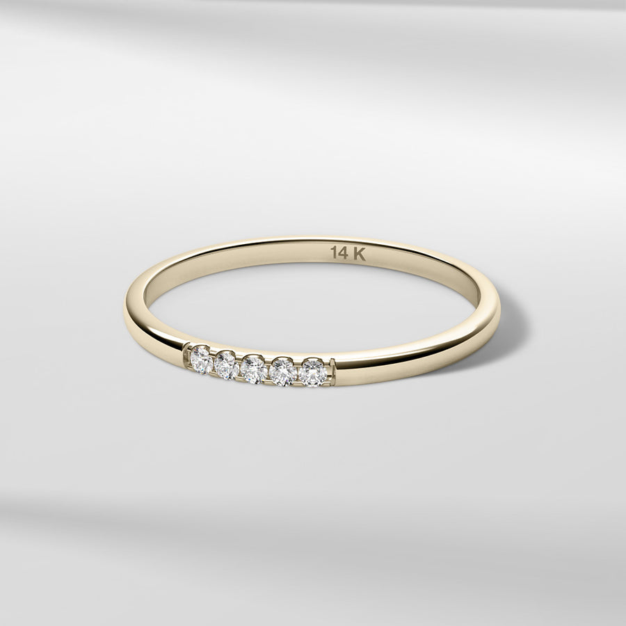 14k Solid Gold Lace Petite Diamond Band Ring