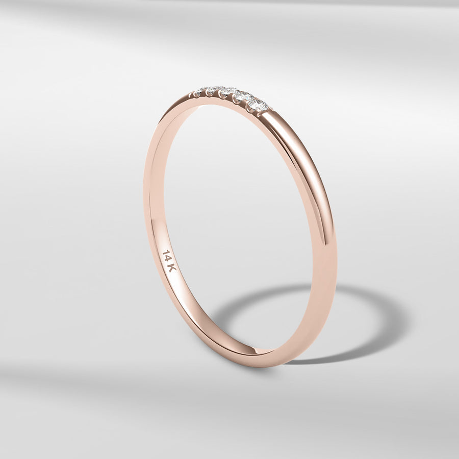 14k Solid Gold Lace Petite Diamond Band Ring