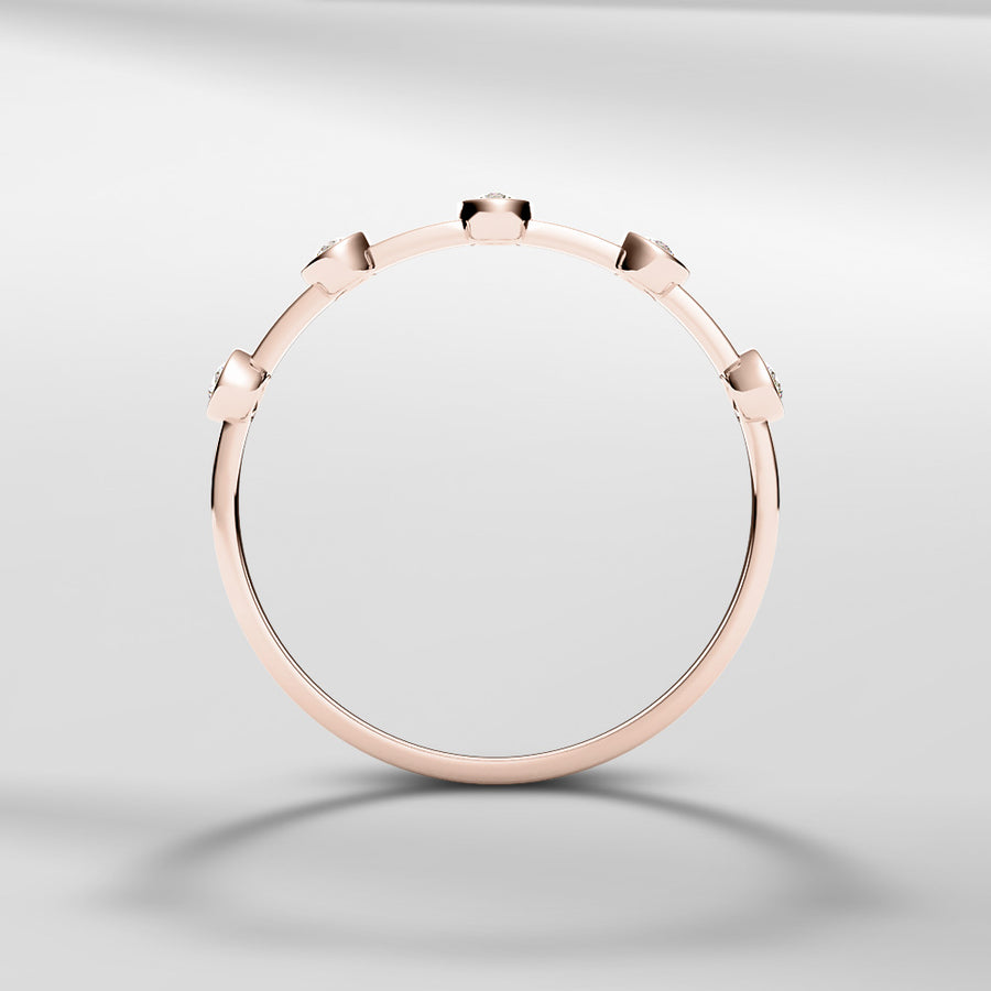 14k Solid Gold Petite Band Ring With Brilliant Diamonds