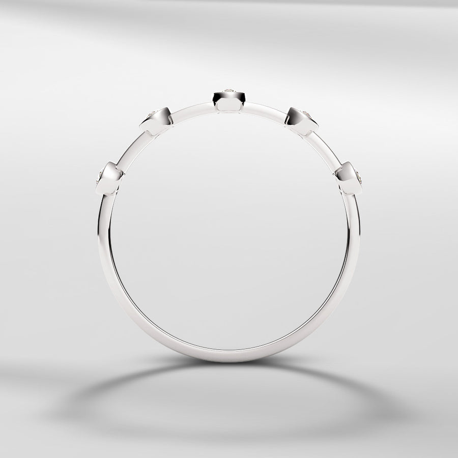 14k Solid Gold Petite Band Ring With Brilliant Diamonds