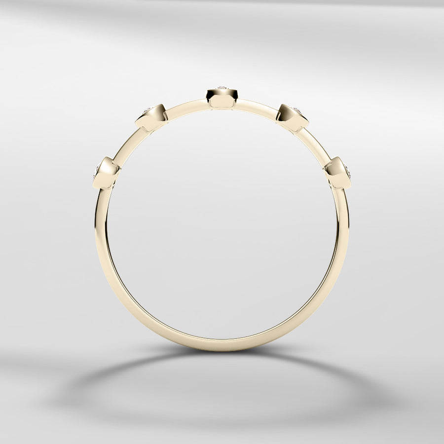 14k Solid Gold Petite Band Ring With Brilliant Diamonds