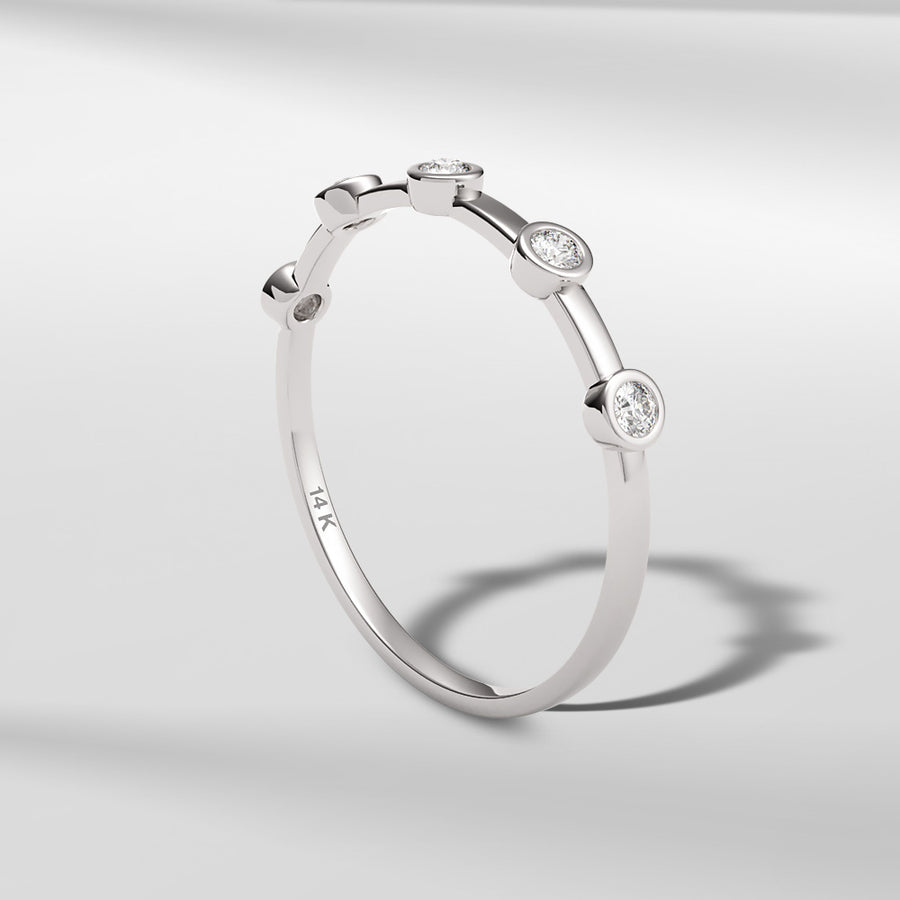 14k Solid Gold Petite Band Ring With Brilliant Diamonds