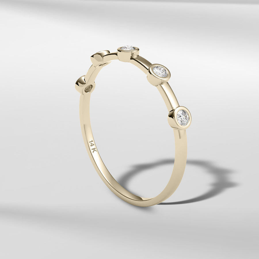 14k Solid Gold Petite Band Ring With Brilliant Diamonds