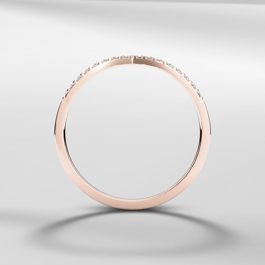 14k Solid Gold Petite Chevron Diamond Ring