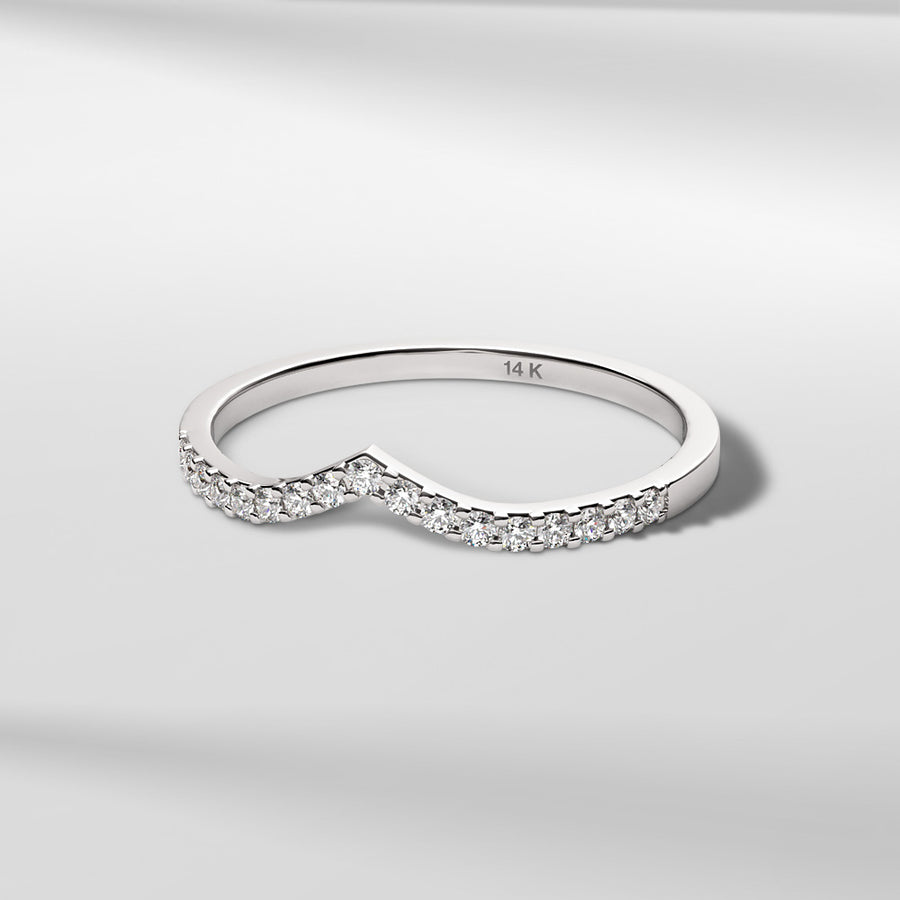 14k Solid Gold Petite Chevron Diamond Ring