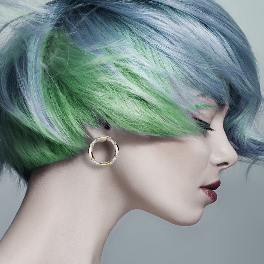 18k Solid Gold Circle Stud Earing With Modern Design