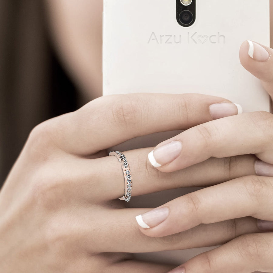 18k Stackable Solid Gold Contemporary Modern Dome Ring