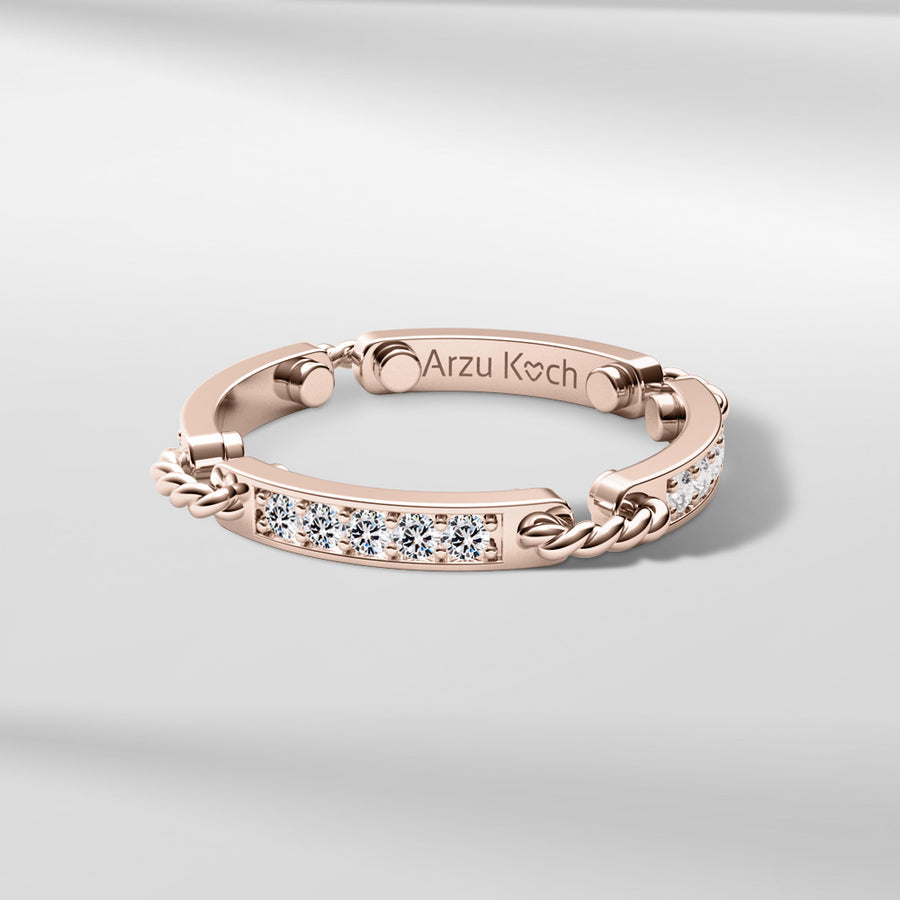 18k Stackable Solid Gold Contemporary Modern Dome Ring