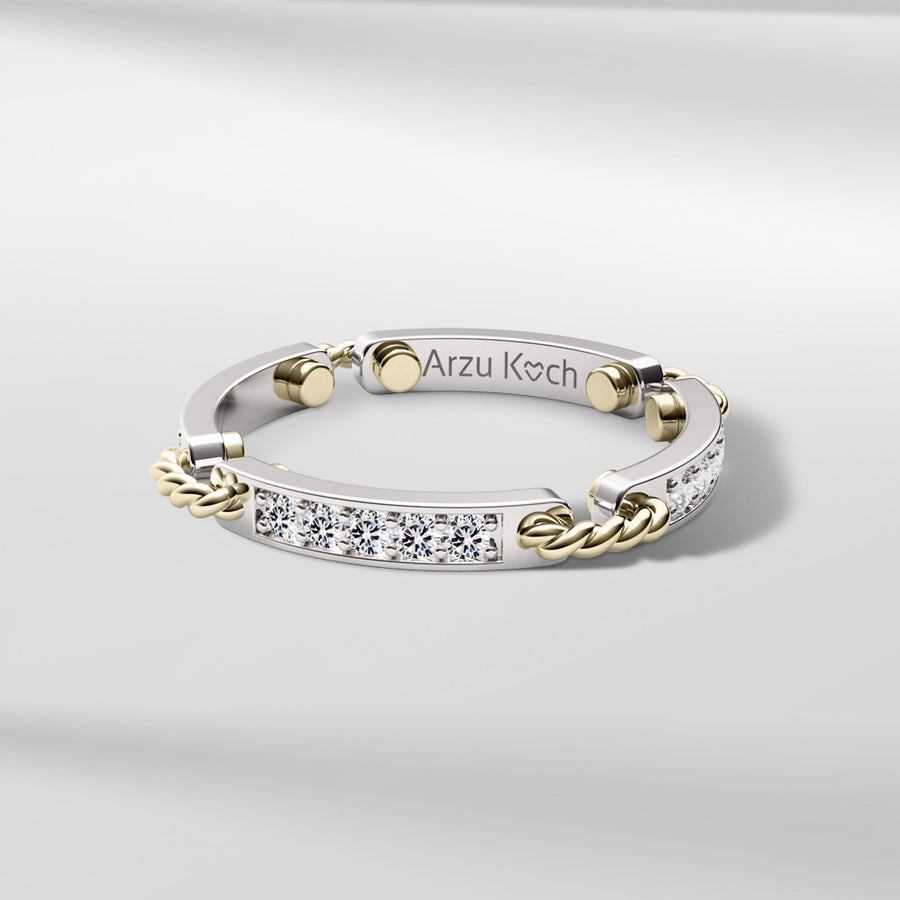 18k Stackable Solid Gold Contemporary Modern Dome Ring