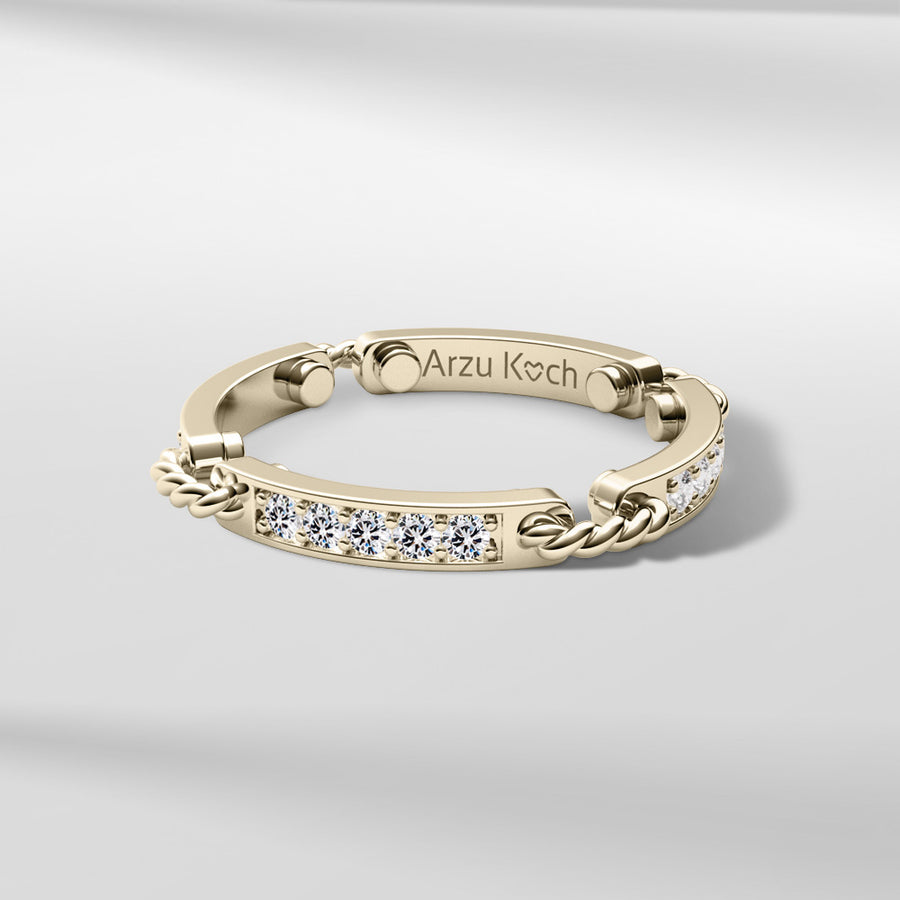 18k Stackable Solid Gold Contemporary Modern Dome Ring