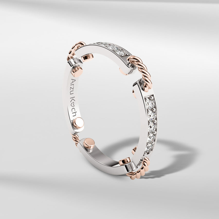 18k Stackable Solid Gold Contemporary Modern Dome Ring