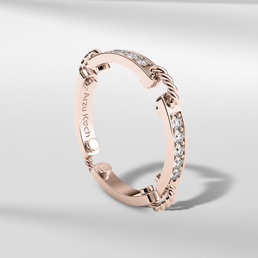 18k Stackable Solid Gold Contemporary Modern Dome Ring