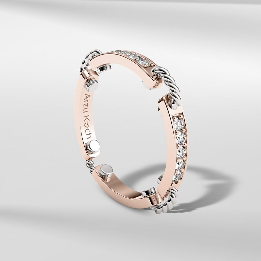 18k Stackable Solid Gold Contemporary Modern Dome Ring