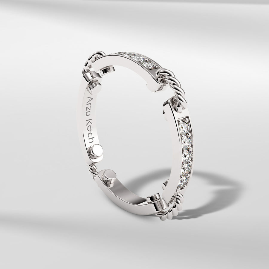 18k Stackable Solid Gold Round Brilliant Diamond Ring