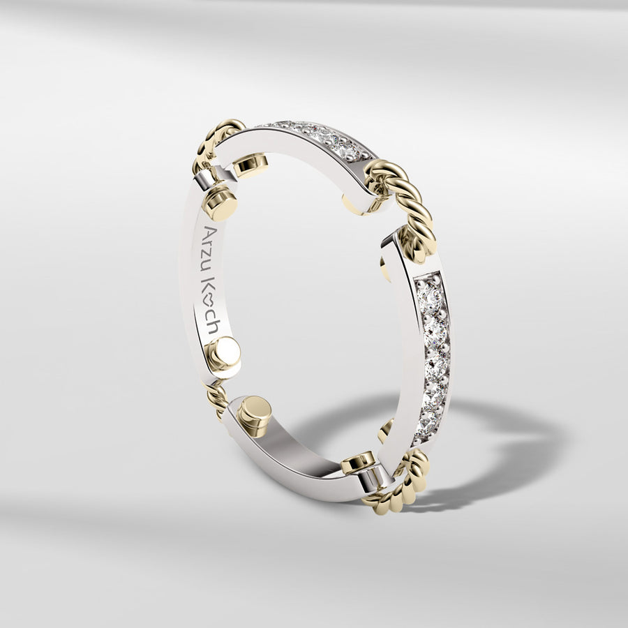 18k Stackable Solid Gold Contemporary Modern Dome Ring