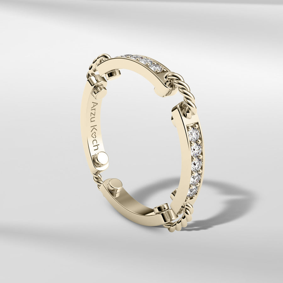 18k Stackable Solid Gold Contemporary Modern Dome Ring