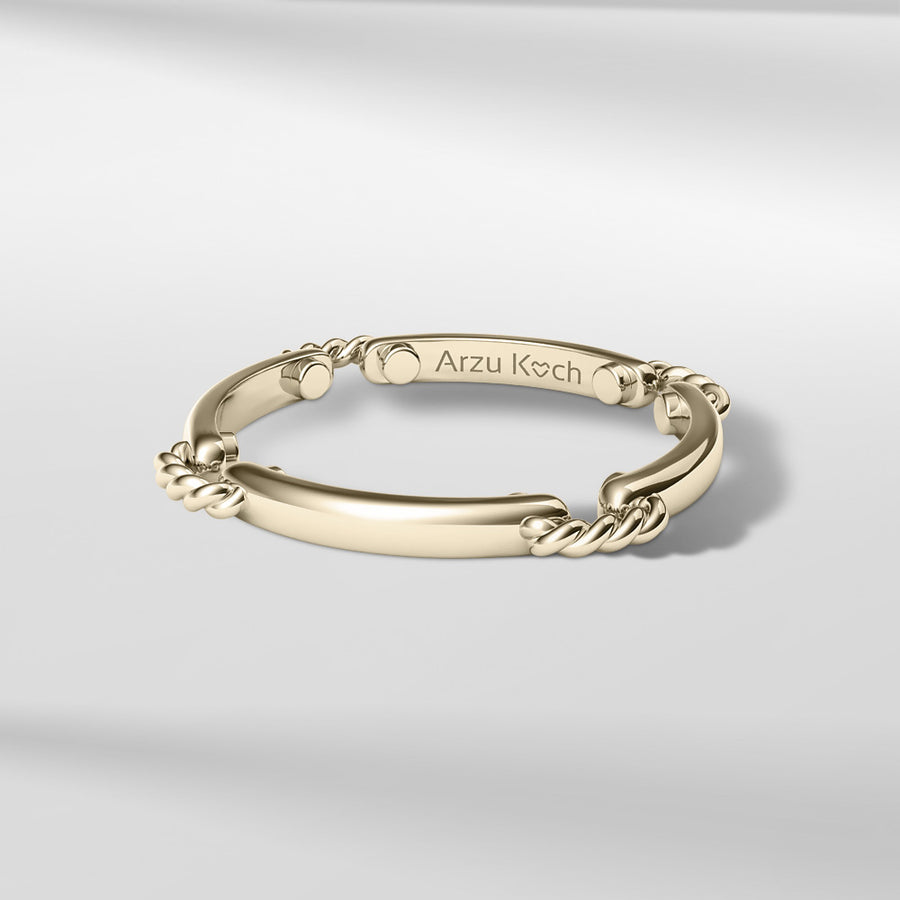 18k Solid Gold Modern Rounded Shaped Ring