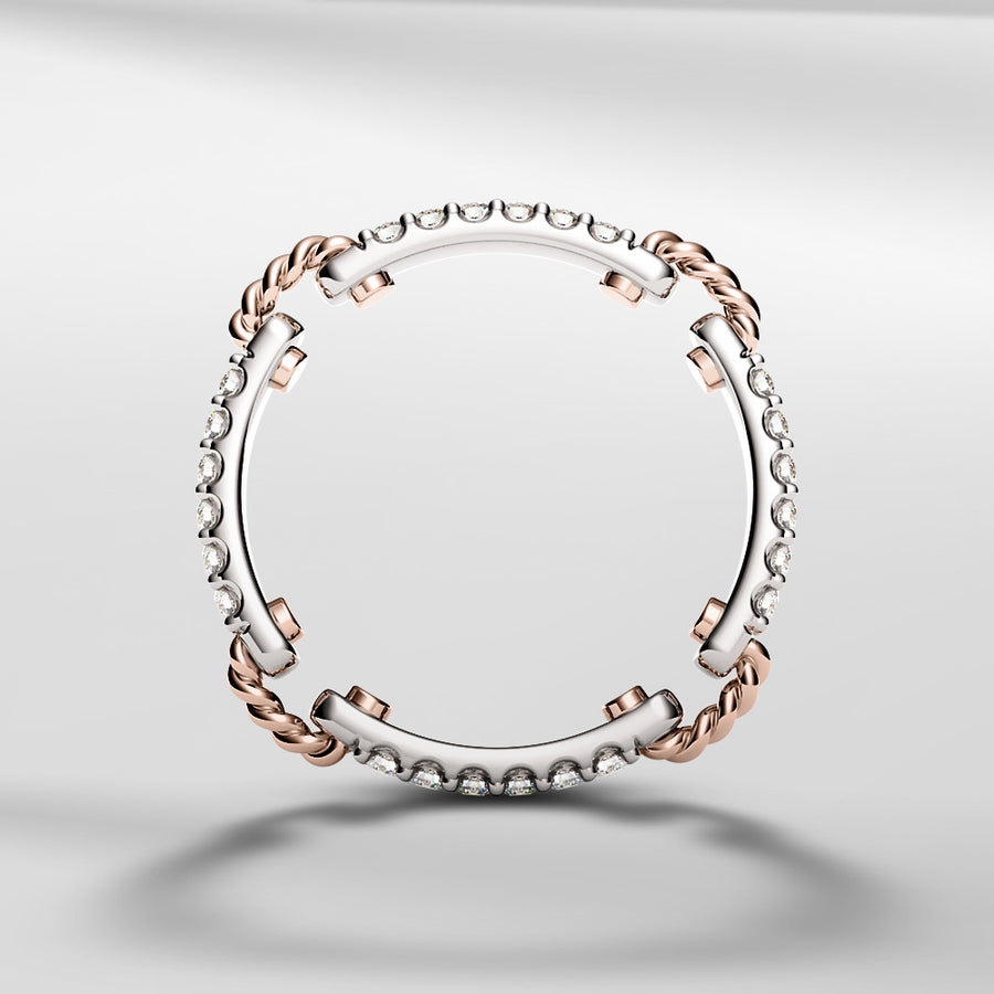 18k Solid Gold Classic Modern Scalloped Diamond Ring