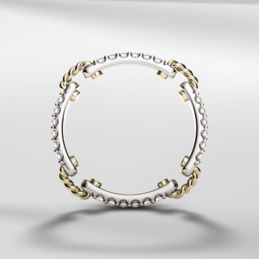 18k Solid Gold Classic Modern Scalloped Diamond Ring