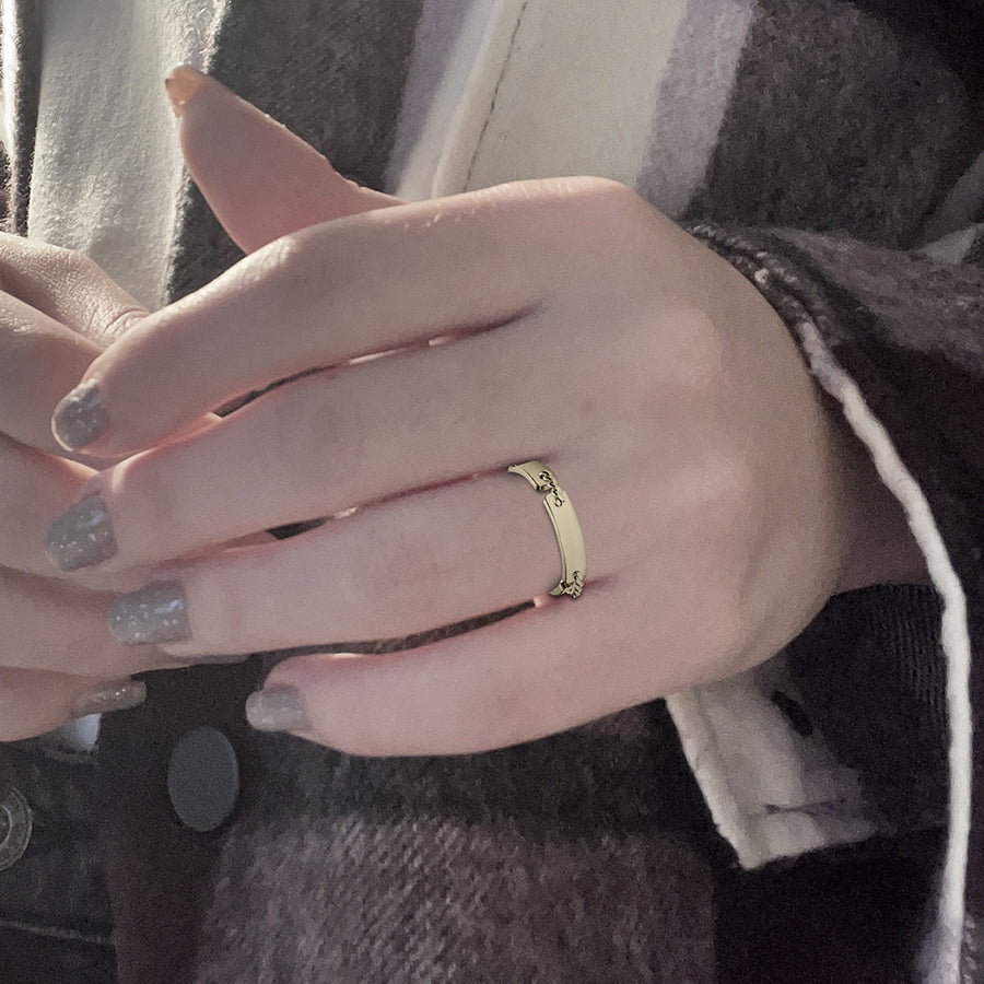 18k Solid Gold Modern Square Ring