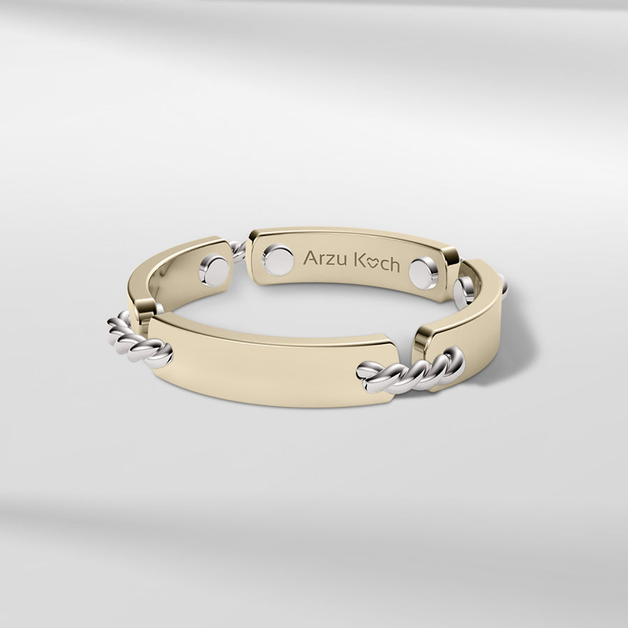 18k Solid Gold Modern Square Ring