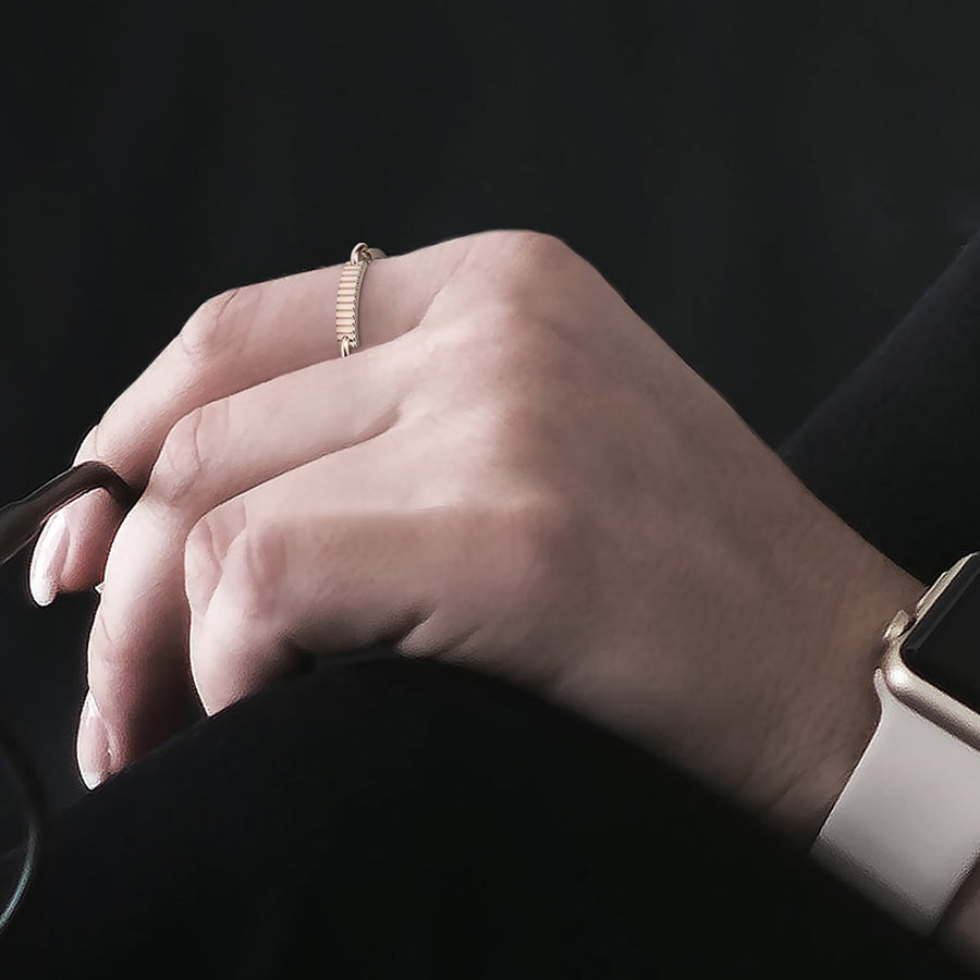 18k Solid Gold Textured Ring, Body & Links 