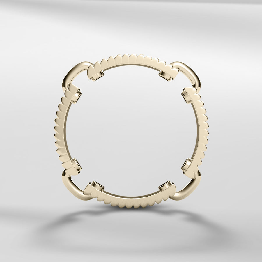 18k Solid Gold Textured Ring, Body & Links 