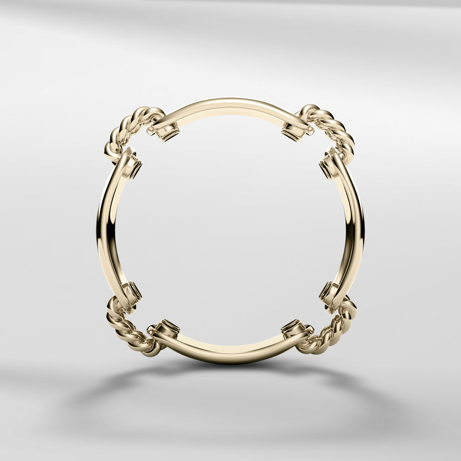 18k Stackable Solid Gold Modern Dome Link Ring