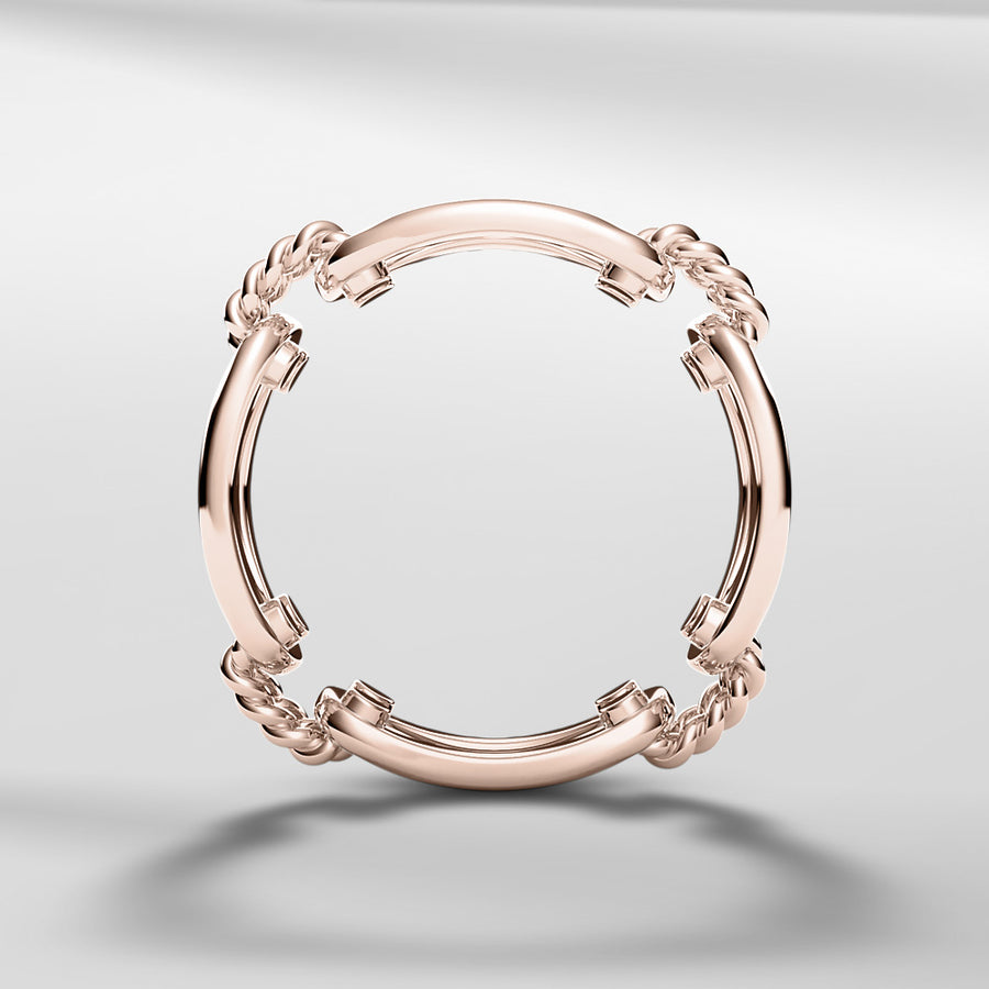18k Stackable Solid Gold Link Ring Open Band