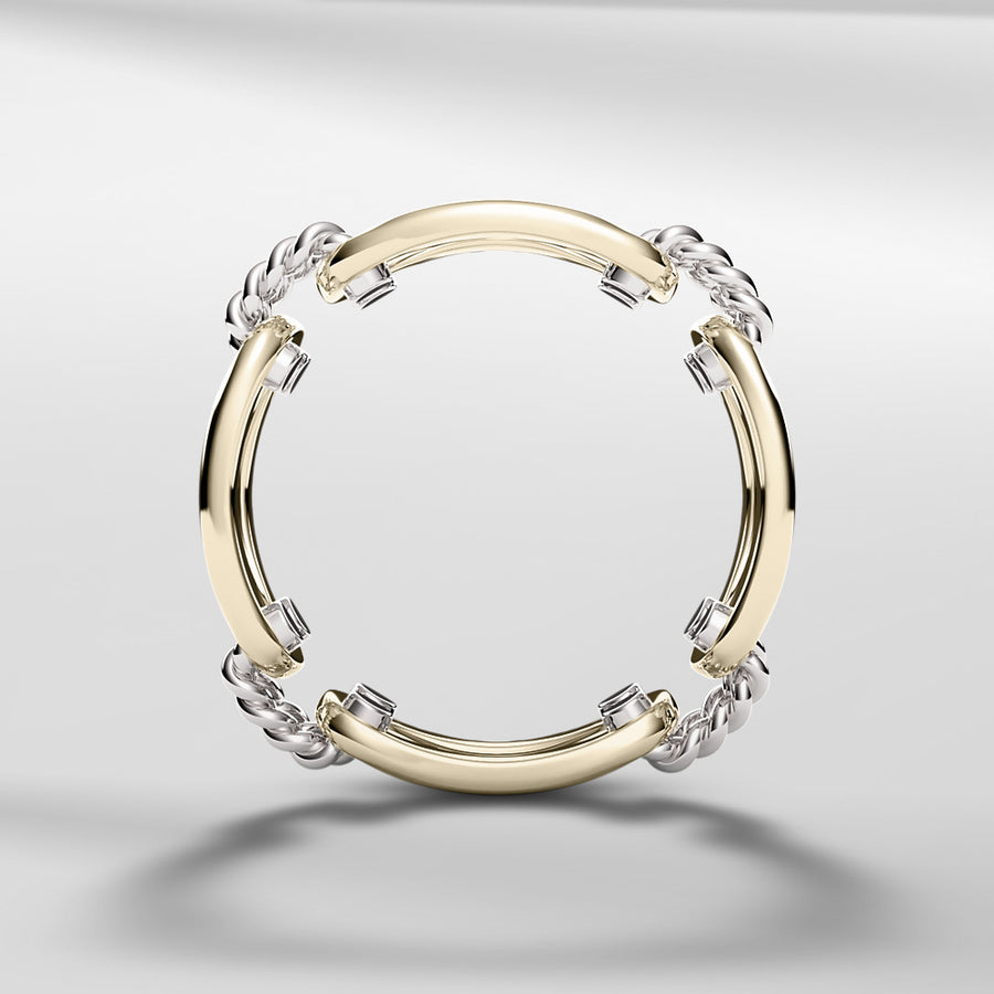 18k Stackable Solid Gold Link Ring Open Band