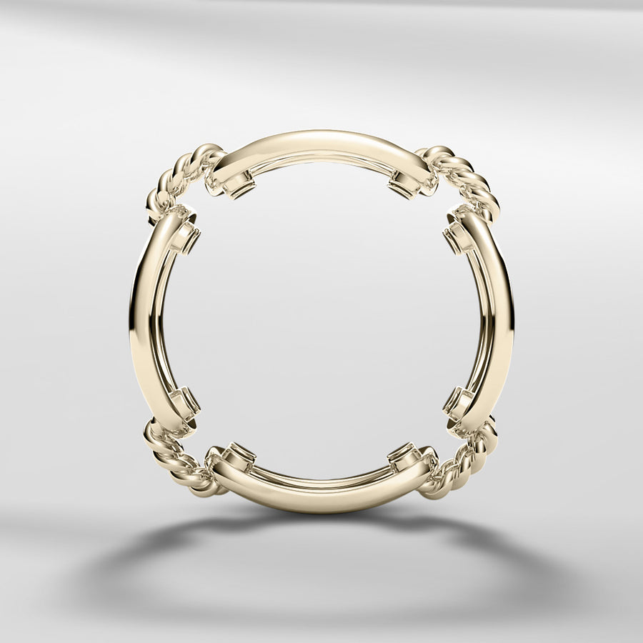 18k Stackable Solid Gold Link Ring Open Band