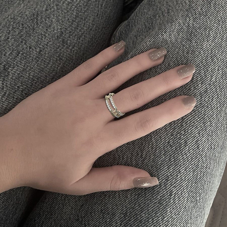 18k Stackable Solid Gold Link Ring Open Band