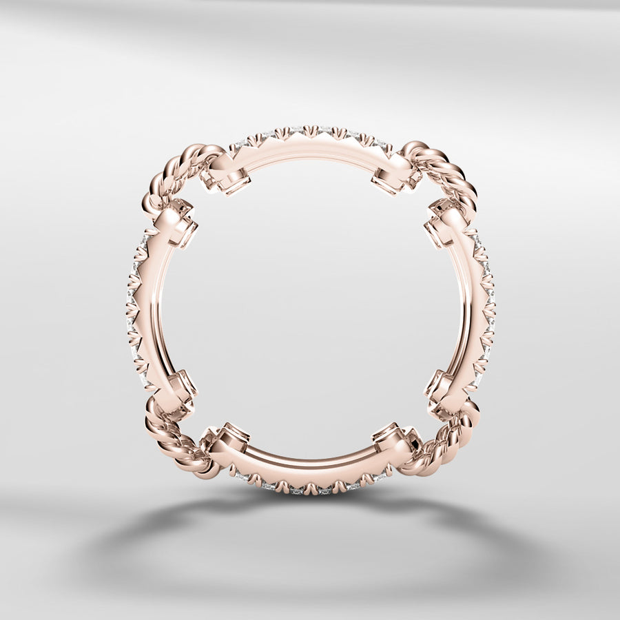 18k Stackable Solid Gold Link Ring Open Band