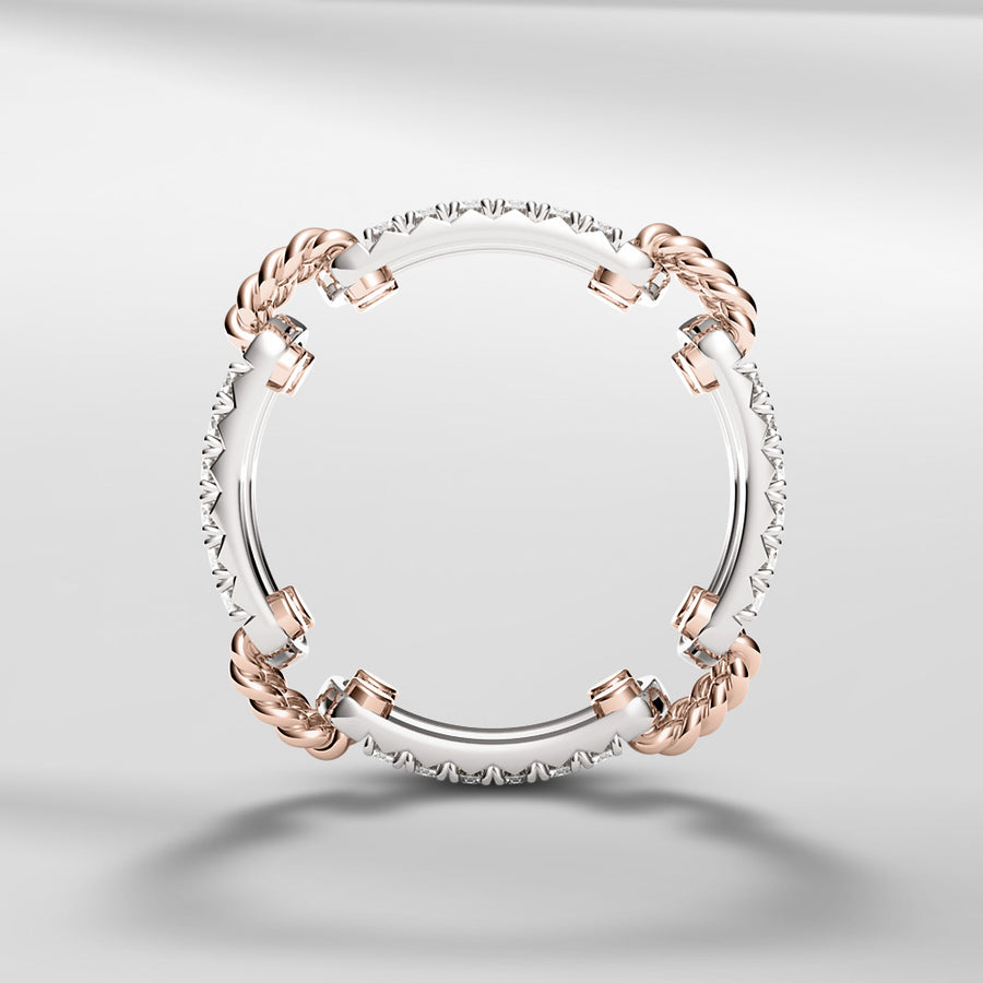 18k Solid Gold French Pave Setting With Round Brilliant Diamond