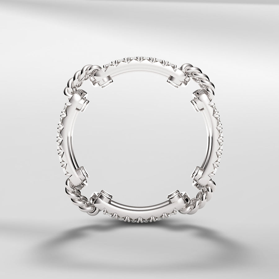 18k Stackable Solid Gold Link Ring Open Band