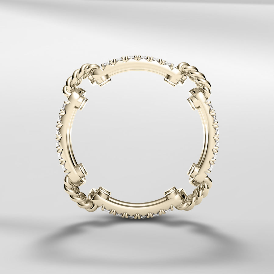 18k Stackable Solid Gold Link Ring Open Band