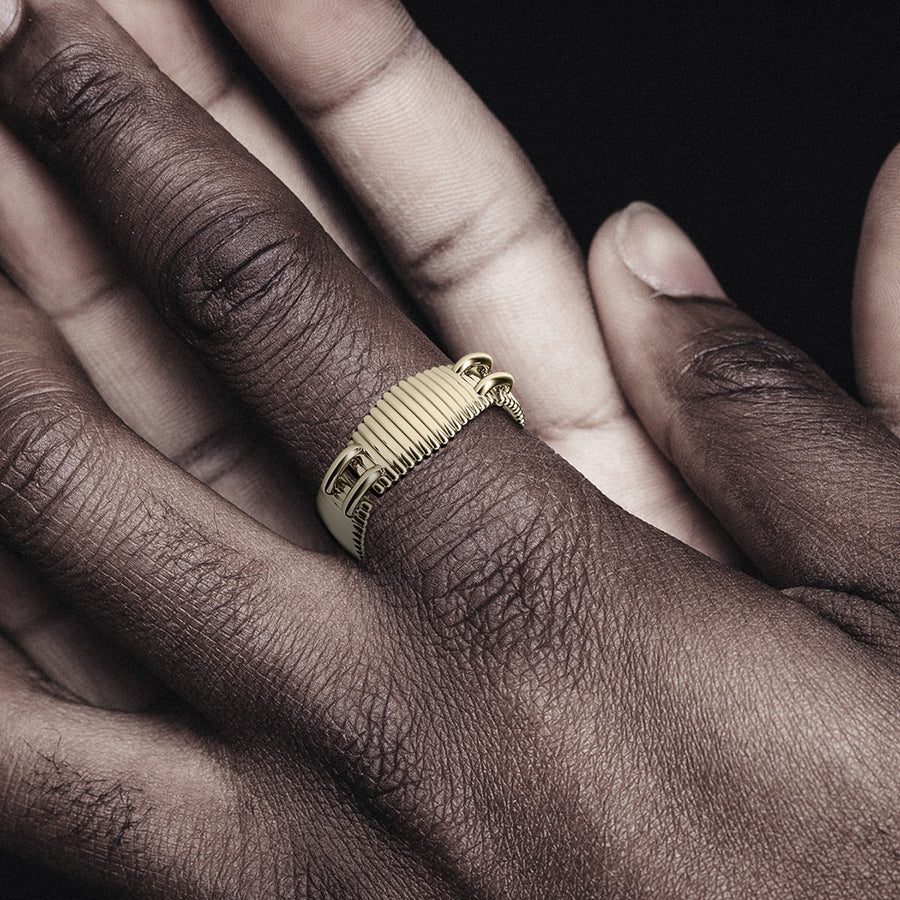 18k Solid Gold Contemporary Textured Ring