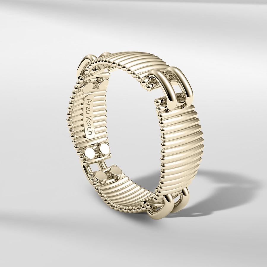 18k Solid Gold Contemporary Textured Ring