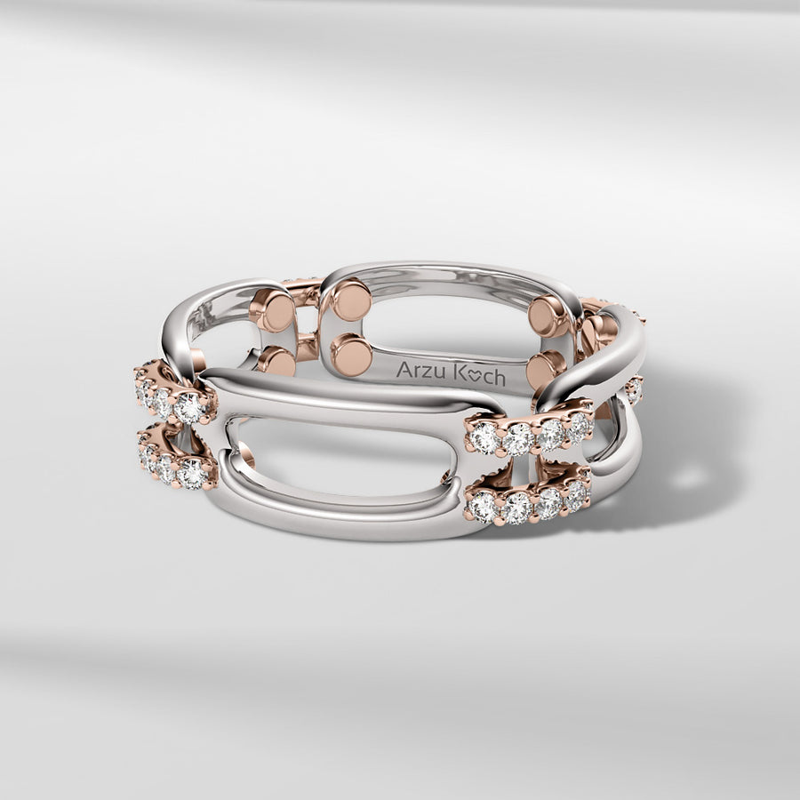 18k Solid Gold With Round Brilliant Diamond Ring